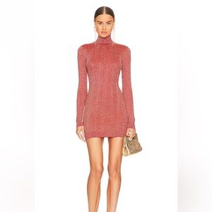 Camila Coelho Red Metallic Turtleneck mini dress. Worn once. Great holiday dress